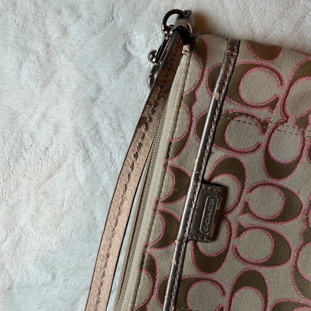 Coach Beige and Brown Signature Wristlet Duo